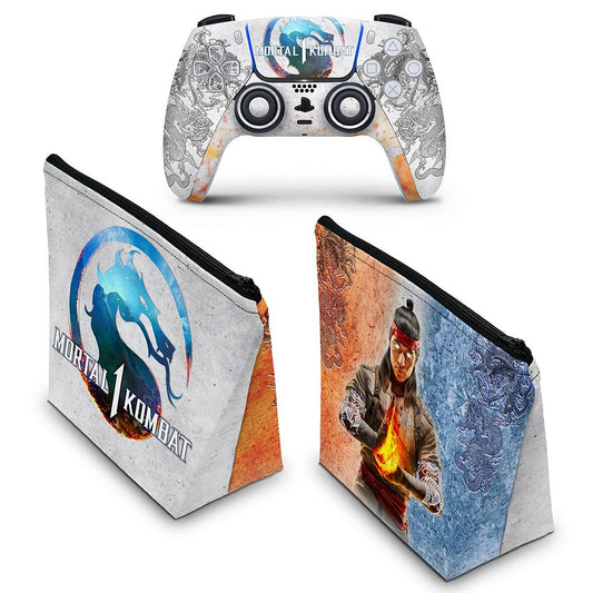 KIT Capa Case e Skin Anti-Rage PS5 Controle - Mortal Kombat 1