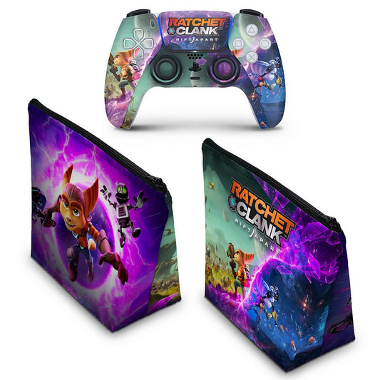 KIT Capa Case e Skin Anti-Rage PS5 Controle - Ratchet & Clank Rift Apart