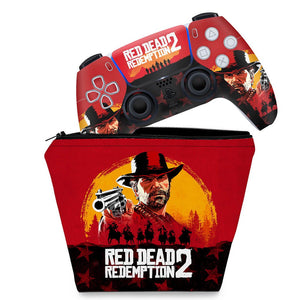 KIT Capa Case e Skin Anti-Rage PS5 Controle - Red Dead Redemption 2 - Pop Arte Skins