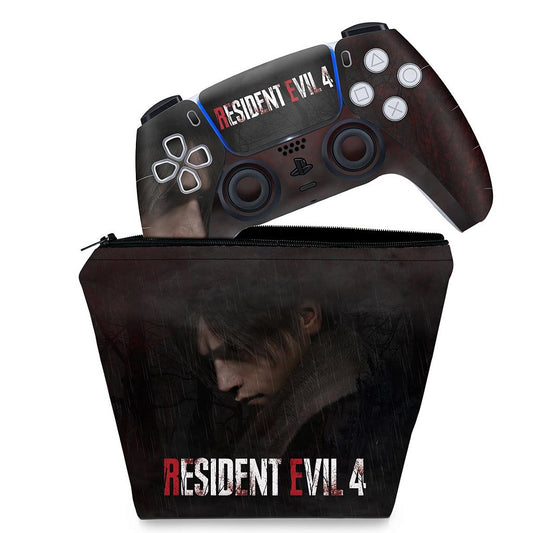 KIT Capa Case e Skin Anti-Rage PS5 Controle - Resident Evil 4 Remake