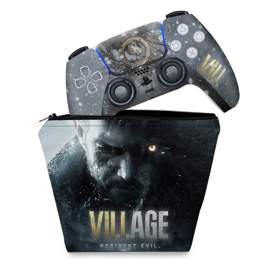 KIT Capa Case e Skin Anti-Rage PS5 Controle - Resident Evil Village