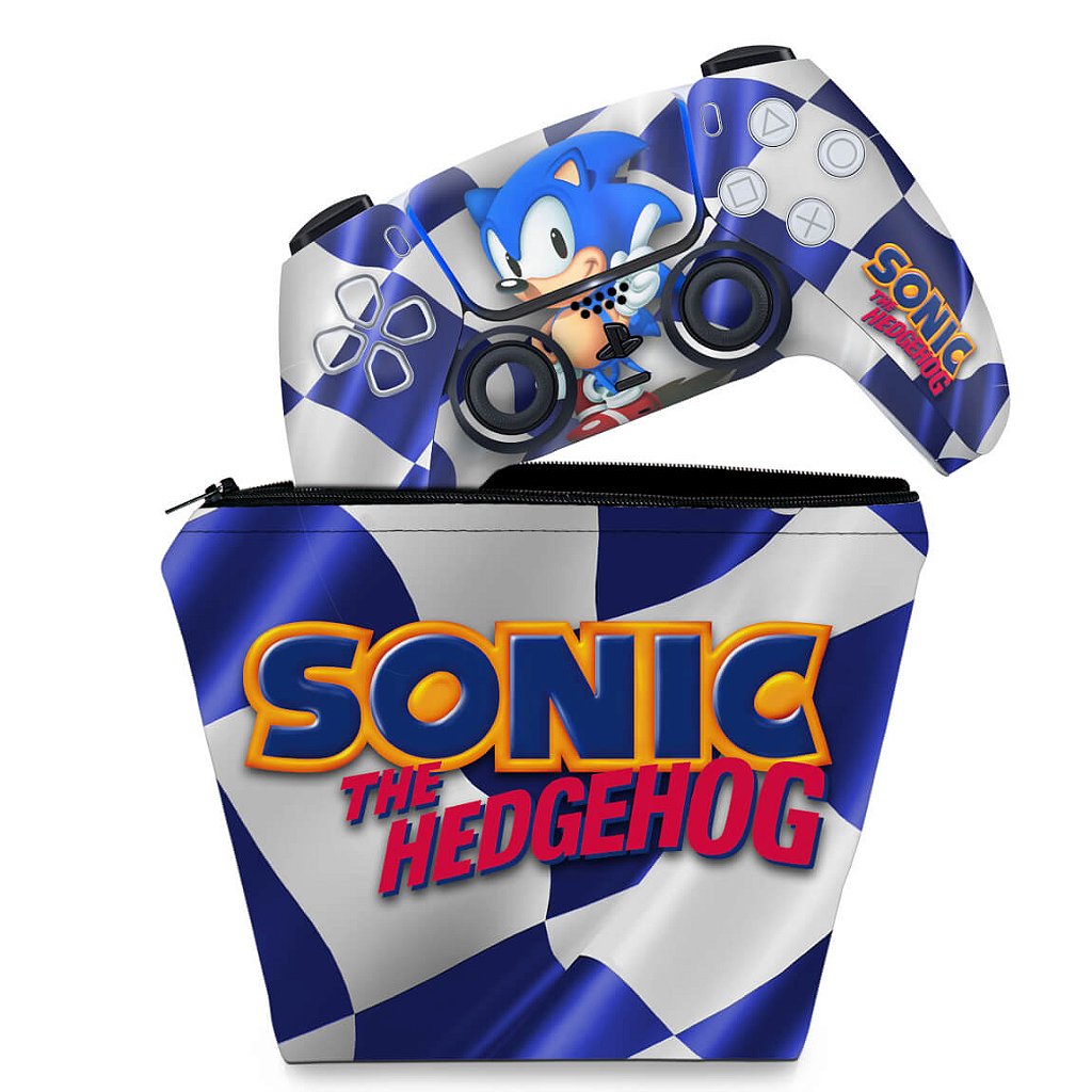 KIT Capa Case e Skin Anti-Rage PS5 Controle - Sonic