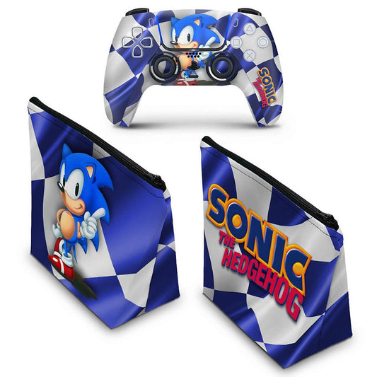 KIT Capa Case e Skin Anti-Rage PS5 Controle - Sonic