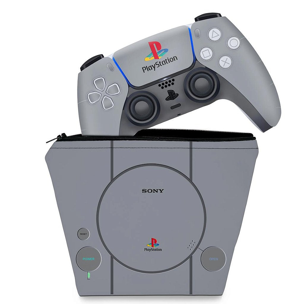 KIT Capa Case e Skin Anti-Rage PS5 Controle - Sony Playstation 1