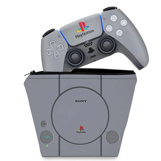 KIT Capa Case e Skin Anti-Rage PS5 Controle - Sony Playstation 1