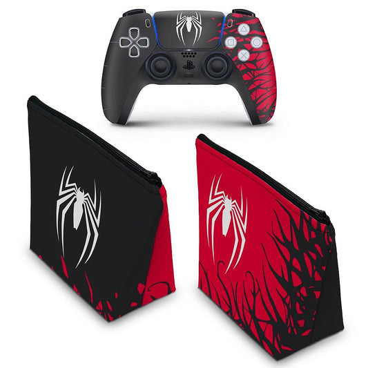 KIT Capa Case e Skin Anti-Rage PS5 Controle - Spider-Man Homem Aranha 2 Edition