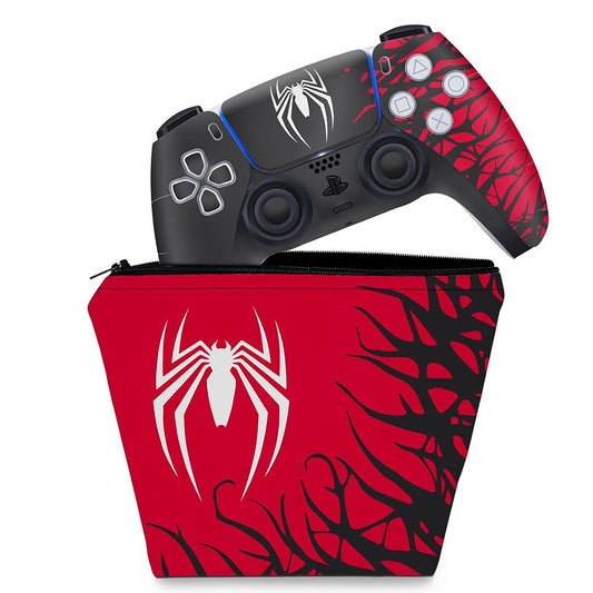 KIT Capa Case e Skin Anti-Rage PS5 Controle - Spider-Man Homem Aranha 2 Edition