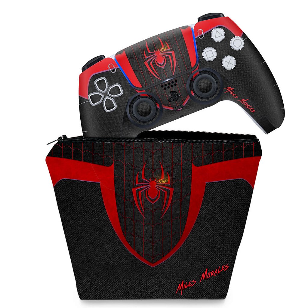 KIT Capa Case e Skin Anti-Rage PS5 Controle - Spider-Man: Miles Morales