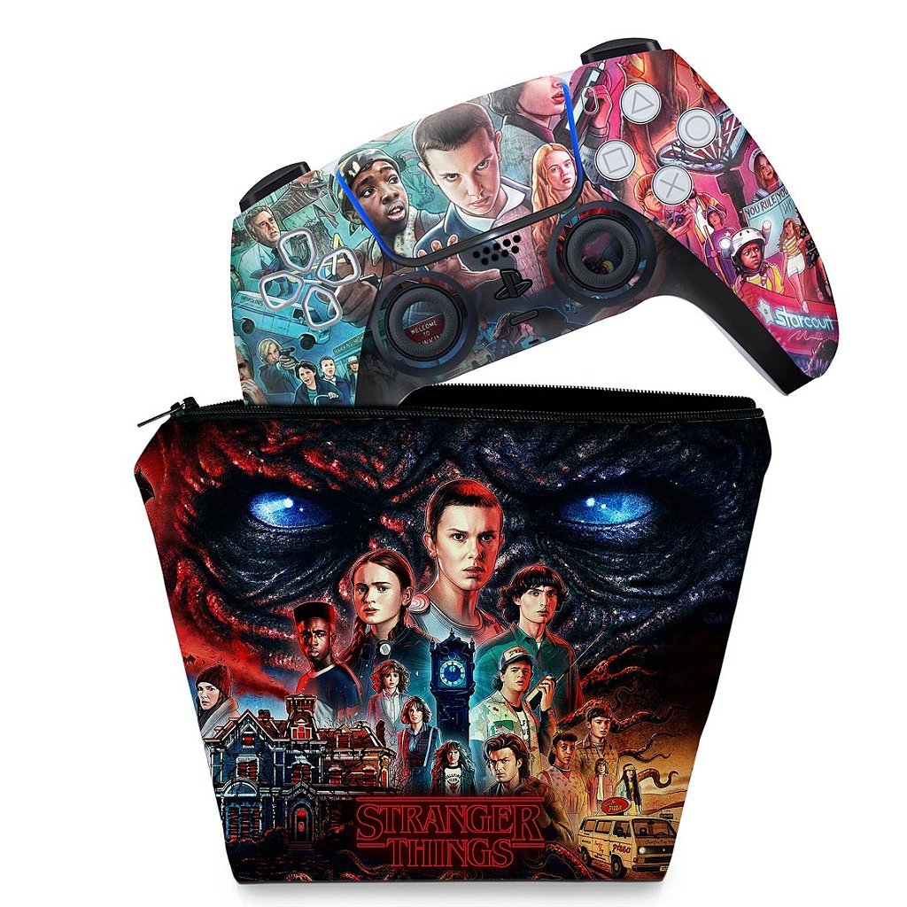 KIT Capa Case e Skin Anti-Rage PS5 Controle - Stranger Things