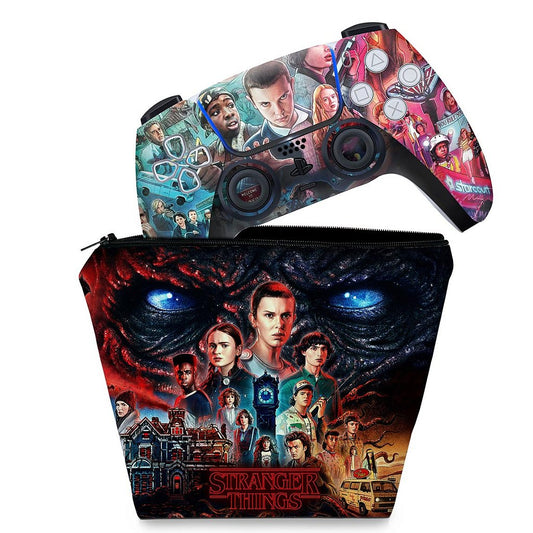 KIT Capa Case e Skin Anti-Rage PS5 Controle - Stranger Things