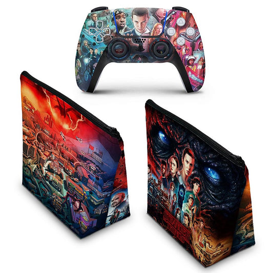 KIT Capa Case e Skin Anti-Rage PS5 Controle - Stranger Things