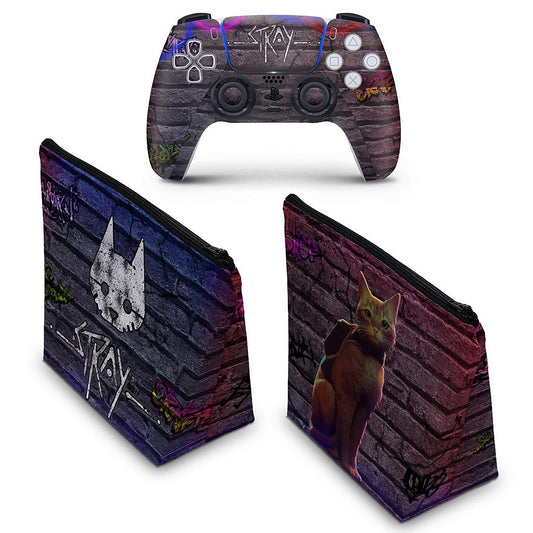KIT Capa Case e Skin Anti-Rage PS5 Controle - Stray