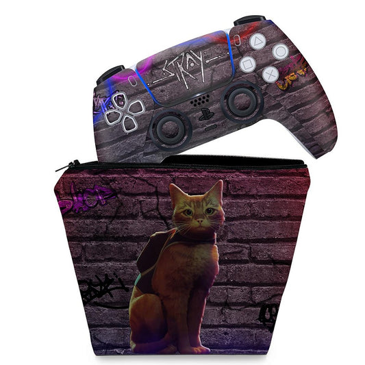 KIT Capa Case e Skin Anti-Rage PS5 Controle - Stray