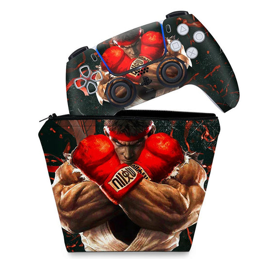 KIT Capa Case e Skin Anti-Rage PS5 Controle - Street Fighter V