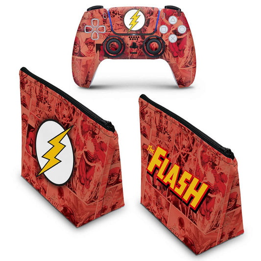 KIT Capa Case e Skin Anti-Rage PS5 Controle - The Flash Comics