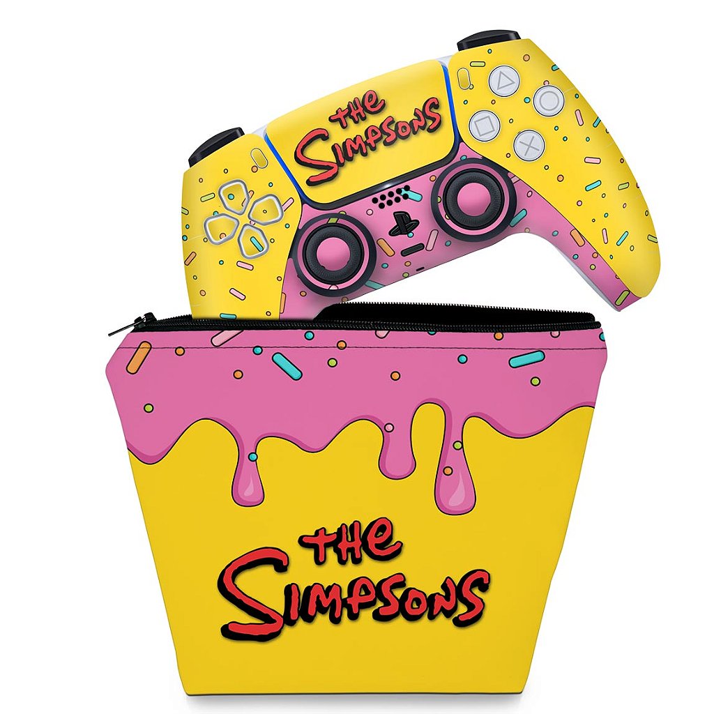 KIT Capa Case e Skin Anti-Rage PS5 Controle - The Simpsons