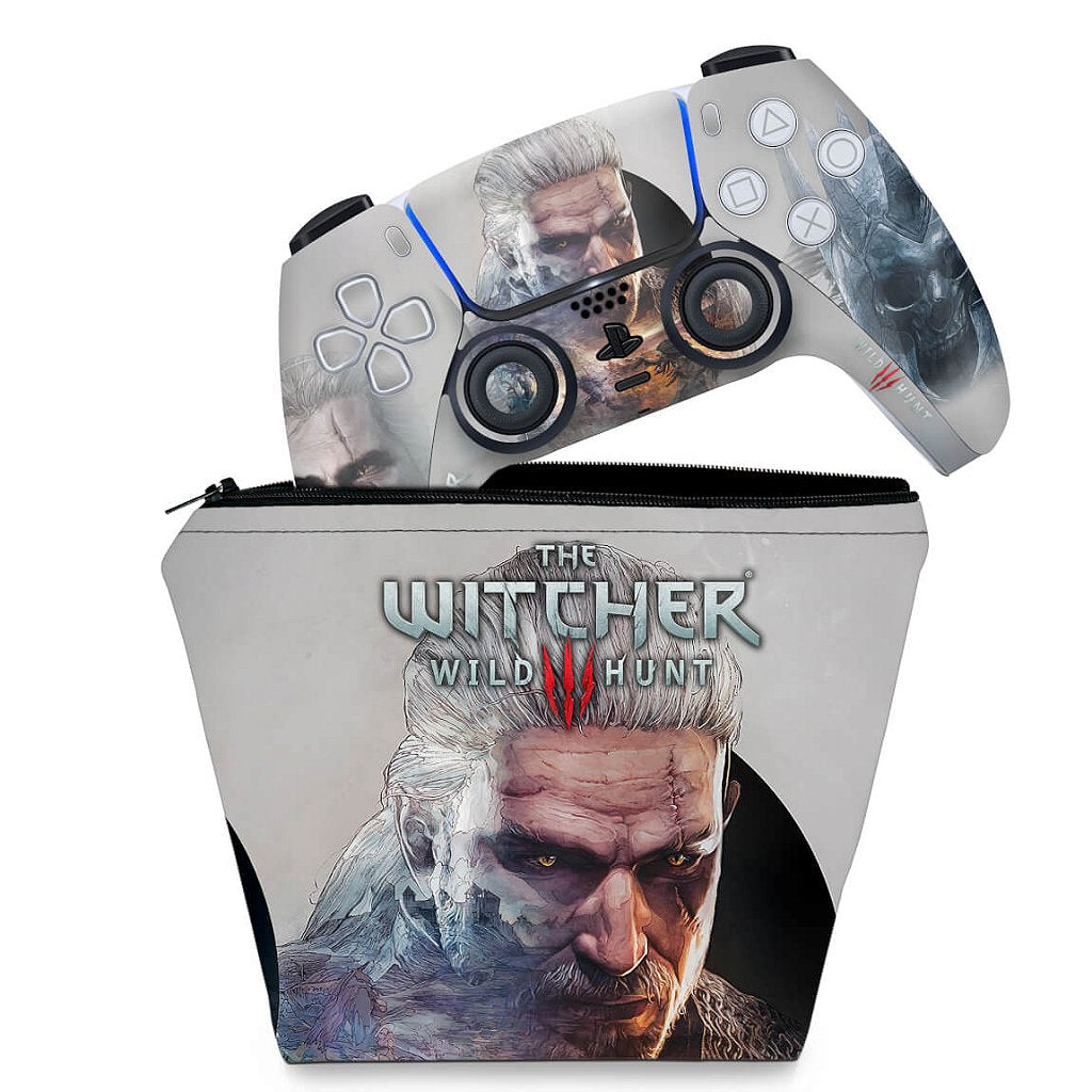 KIT Capa Case e Skin Anti-Rage PS5 Controle - The Witcher 3