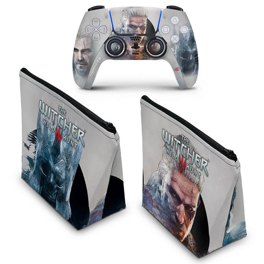 KIT Capa Case e Skin Anti-Rage PS5 Controle - The Witcher 3