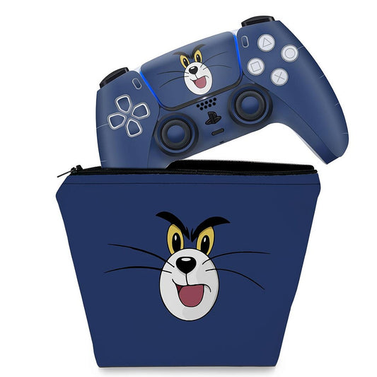 KIT Capa Case e Skin Anti-Rage PS5 Controle - Tom