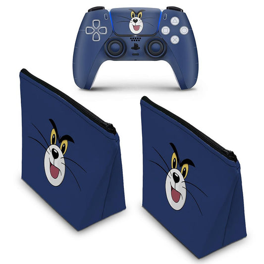 KIT Capa Case e Skin Anti-Rage PS5 Controle - Tom