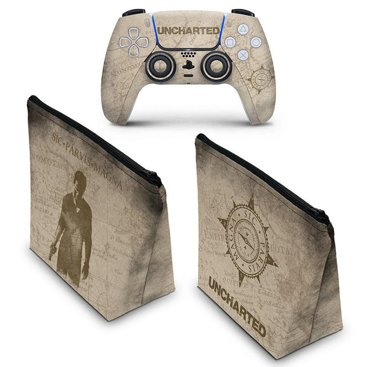 KIT Capa Case e Skin Anti-Rage PS5 Controle - Uncharted
