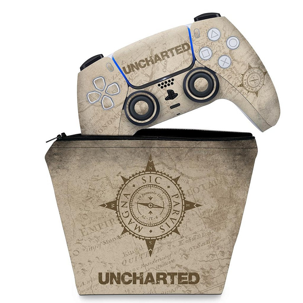 KIT Capa Case e Skin Anti-Rage PS5 Controle - Uncharted