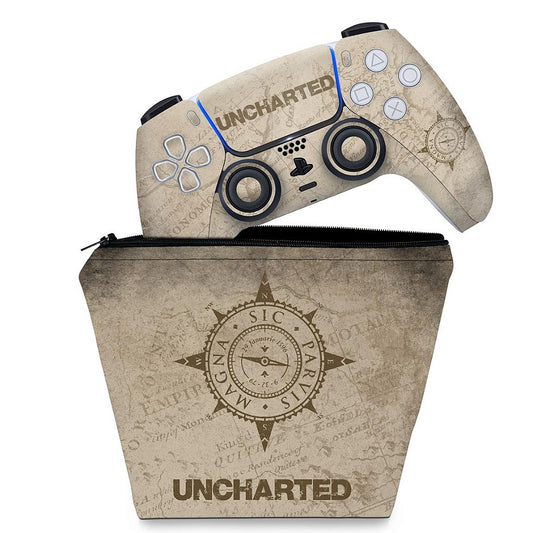 KIT Capa Case e Skin Anti-Rage PS5 Controle - Uncharted