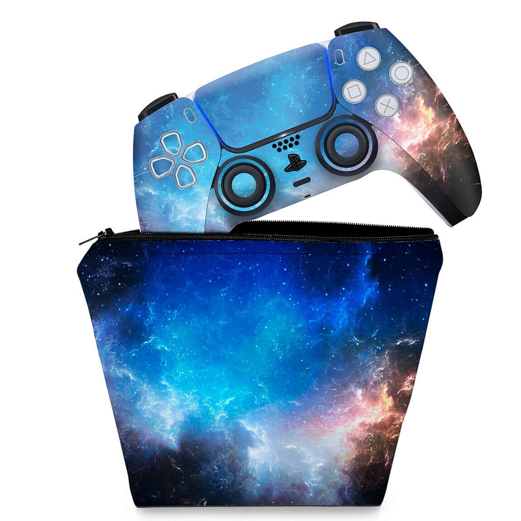 KIT Capa Case e Skin Anti-Rage PS5 Controle - Universo Cosmos