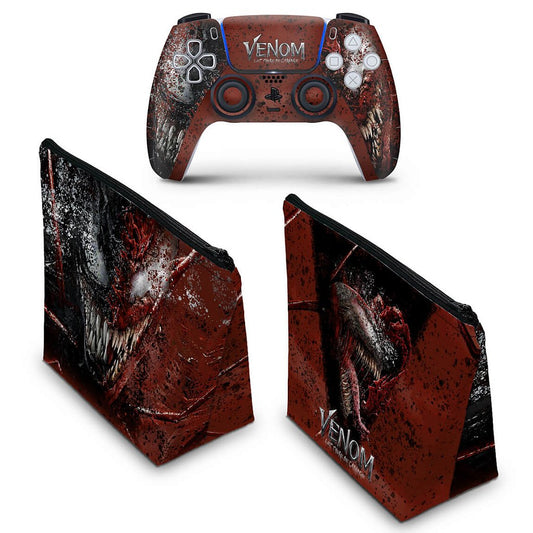 KIT Capa Case e Skin Anti-Rage PS5 Controle - Venom Tempo de Carnificina