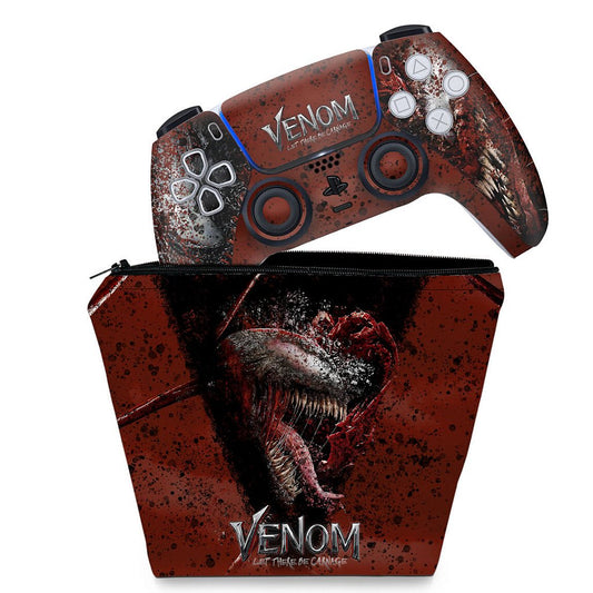 KIT Capa Case e Skin Anti-Rage PS5 Controle - Venom Tempo de Carnificina