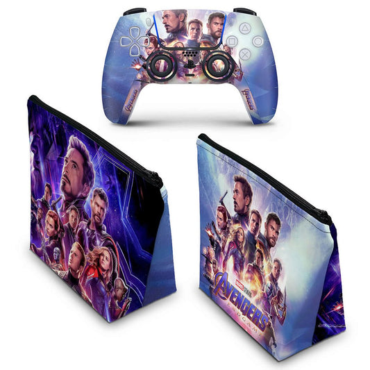 KIT Capa Case e Skin Anti-Rage PS5 Controle - Vingadores Ultimato Endgame
