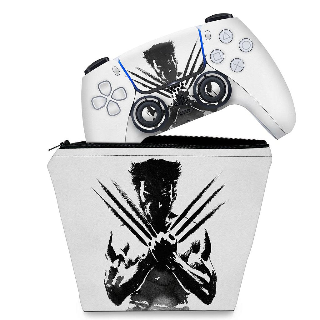 KIT Capa Case e Skin Anti-Rage PS5 Controle - Wolverine X-men