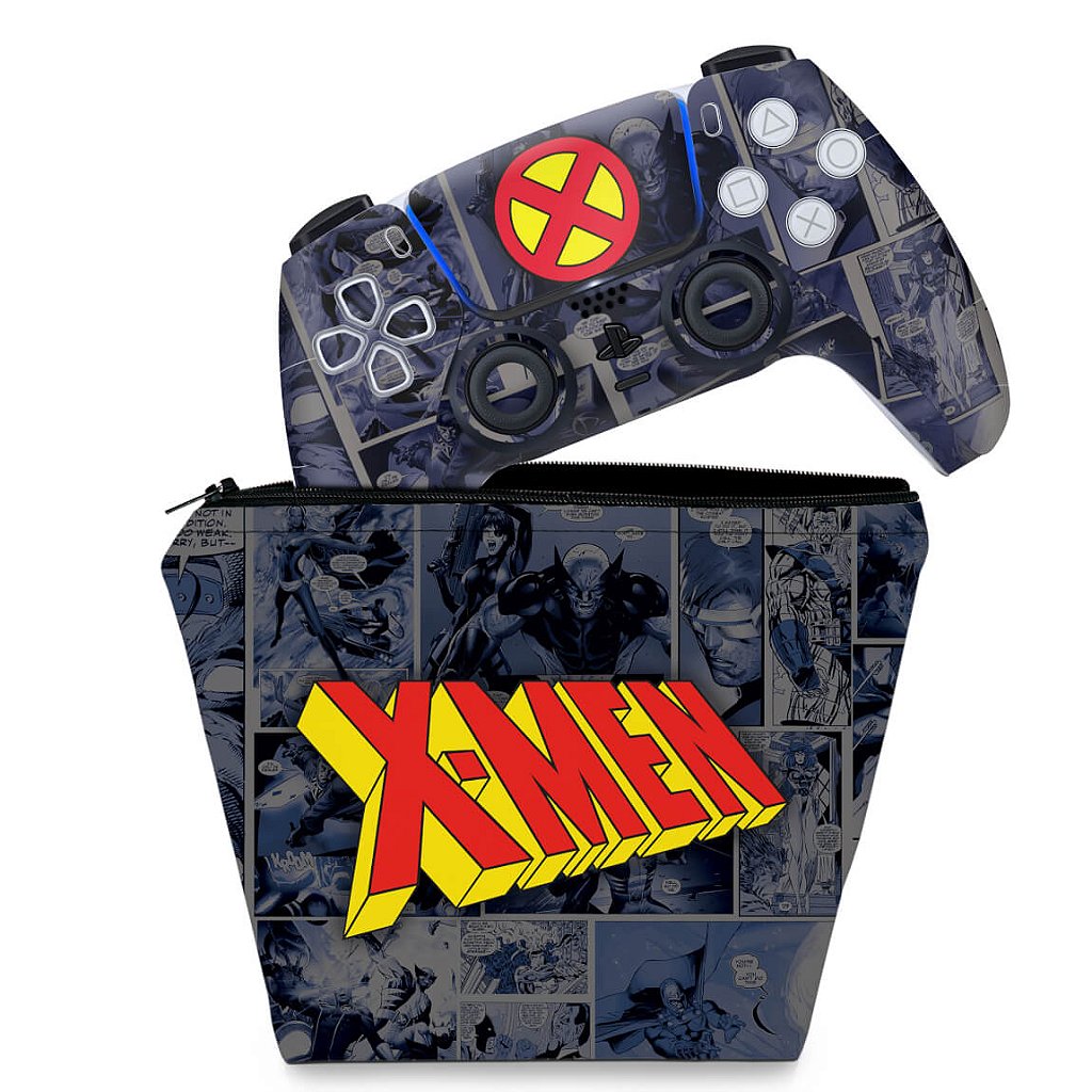 KIT Capa Case e Skin Anti-Rage PS5 Controle - X-Men Comics