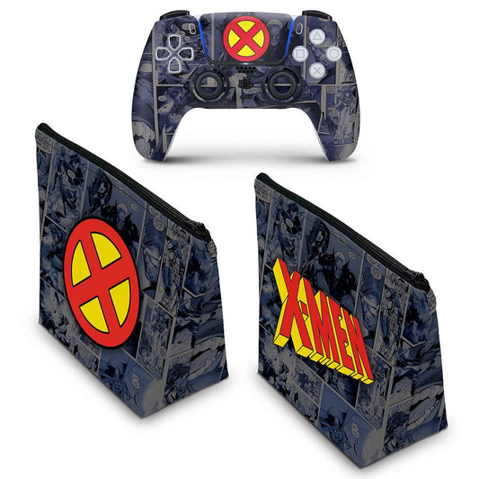 KIT Capa Case e Skin Anti-Rage PS5 Controle - X-Men Comics