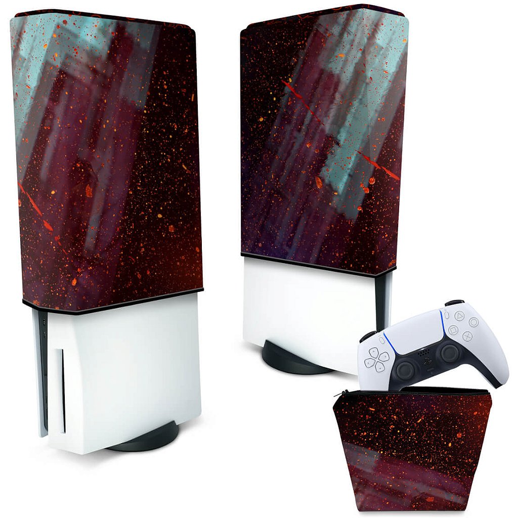 KIT Capa Anti Poeira e Case Controle PS5 Fat Vertical - Abstrato #100