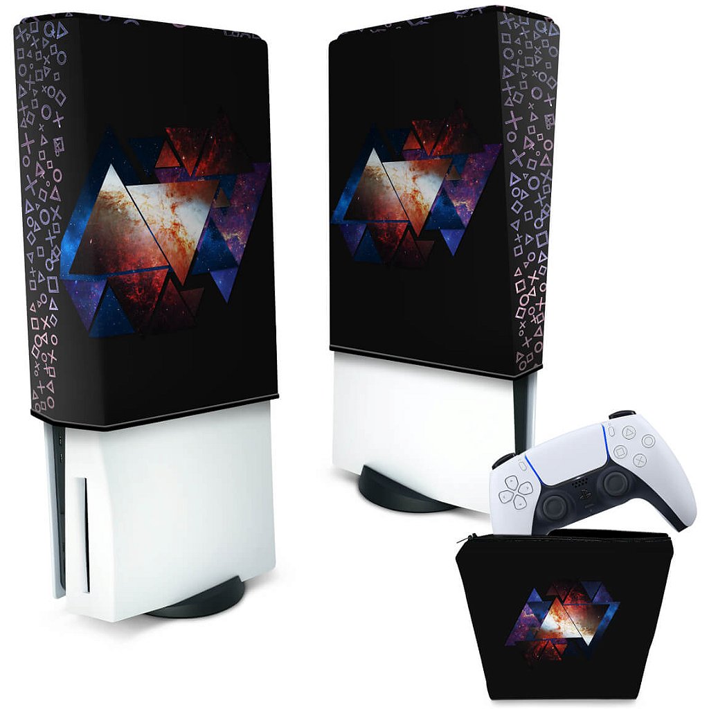 KIT Capa Anti Poeira e Case Controle PS5 Fat Vertical - Abstrato #90