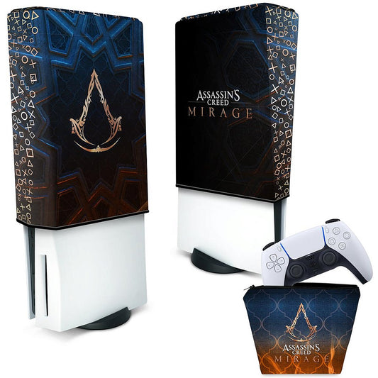 KIT Capa Anti Poeira e Case Controle PS5 Fat Vertical - Assassin's Creed Mirage