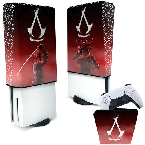 KIT Capa Anti Poeira e Case Controle PS5 Fat Vertical - Assassin's Creed Shadows