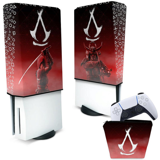 KIT Capa Anti Poeira e Case Controle PS5 Fat Vertical - Assassin's Creed Shadows