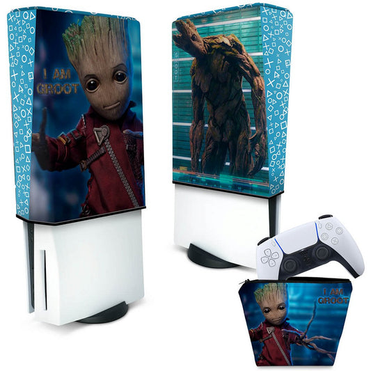 KIT Capa Anti Poeira e Case Controle PS5 Fat Vertical - Baby Groot