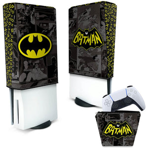 KIT Capa Anti Poeira e Case Controle PS5 Fat Vertical - Batman Comics - Pop Arte Skins