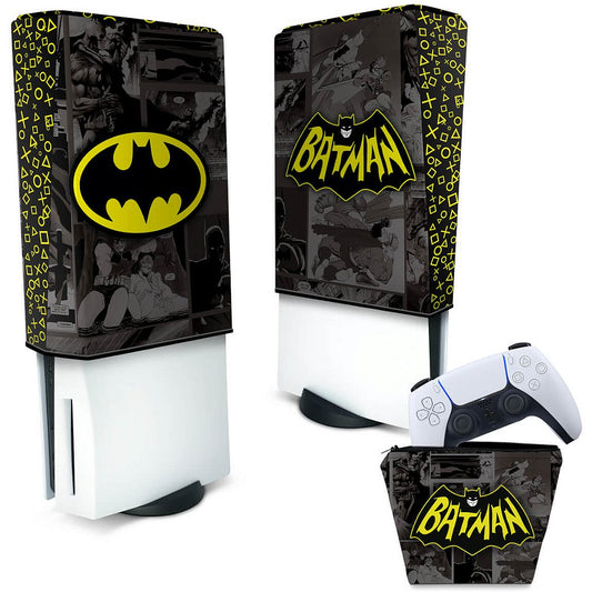 KIT Capa Anti Poeira e Case Controle PS5 Fat Vertical - Batman Comics