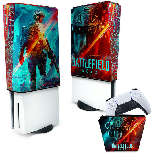 KIT Capa Anti Poeira e Case Controle PS5 Fat Vertical - Battlefield 2042