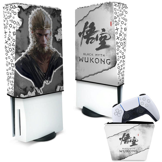 KIT Capa Anti Poeira e Case Controle PS5 Fat Vertical - Black Myth: Wukong