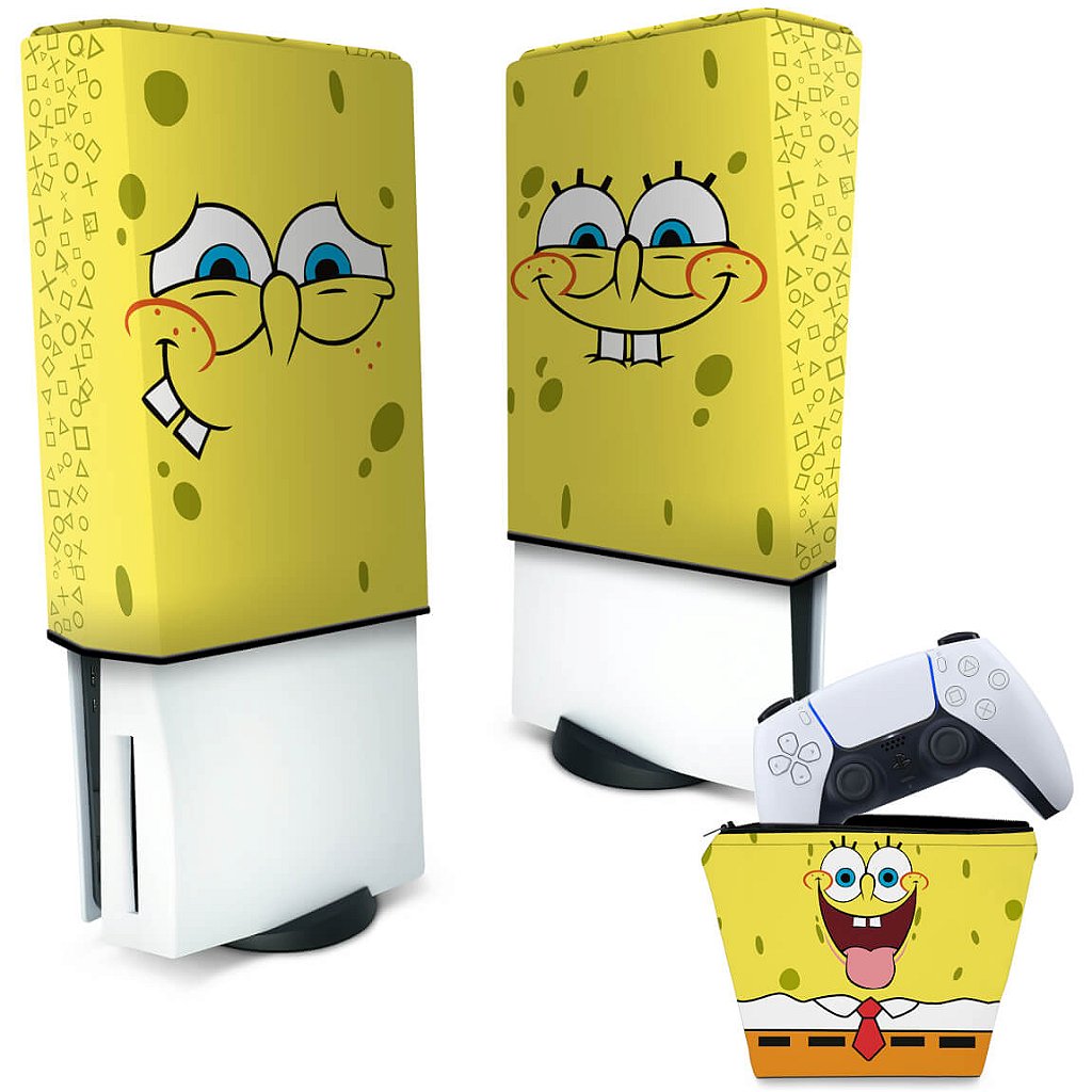 KIT Capa Anti Poeira e Case Controle PS5 Fat Vertical - Bob Esponja