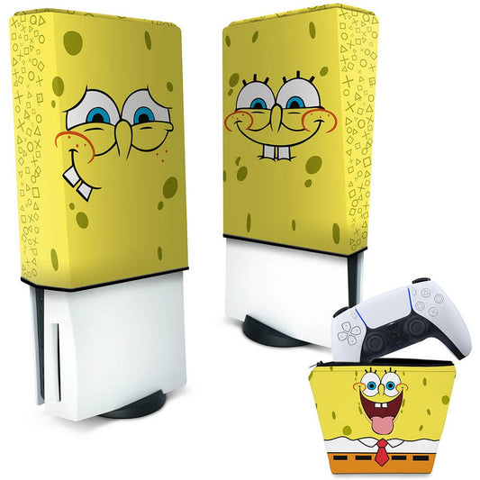 KIT Capa Anti Poeira e Case Controle PS5 Fat Vertical - Bob Esponja