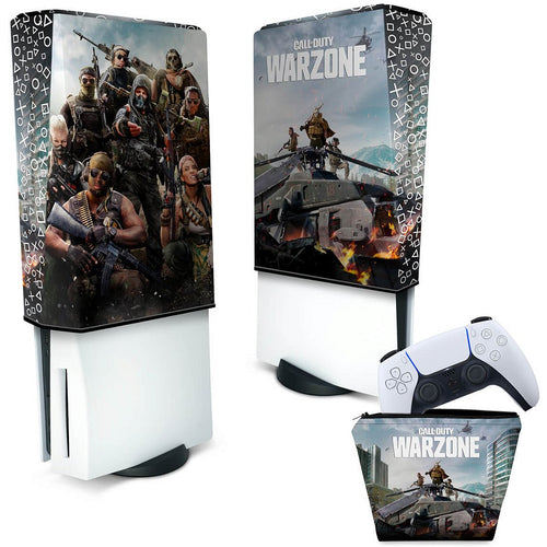 KIT Capa Anti Poeira e Case Controle PS5 Fat Vertical - Call of Duty Warzone