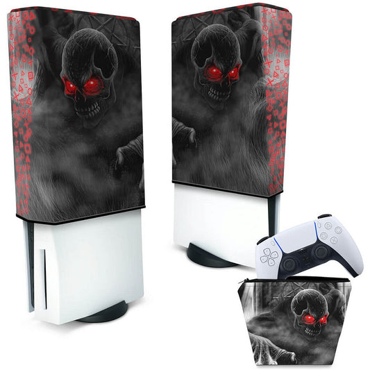 KIT Capa Anti Poeira e Case Controle PS5 Fat Vertical - Caveira Skull
