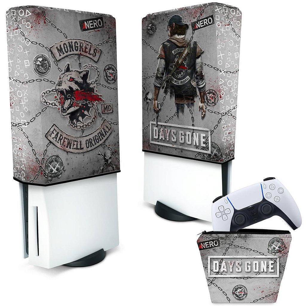 KIT Capa Anti Poeira e Case Controle PS5 Fat Vertical - Days Gone