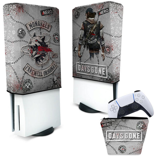 KIT Capa Anti Poeira e Case Controle PS5 Fat Vertical - Days Gone